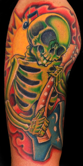 Trent Edwards - guitar playing skeleton